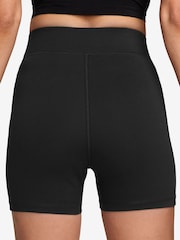 Nike Black Silver Sportswear Classic High-Waisted 5" Biker Shorts - Image 3 of 4