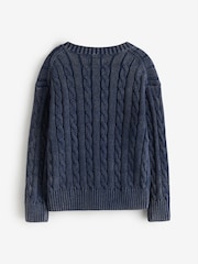 Navy Superdry V-Neck Cable Knit Jumper - Image 2 of 4