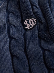 Navy Superdry V-Neck Cable Knit Jumper - Image 3 of 4