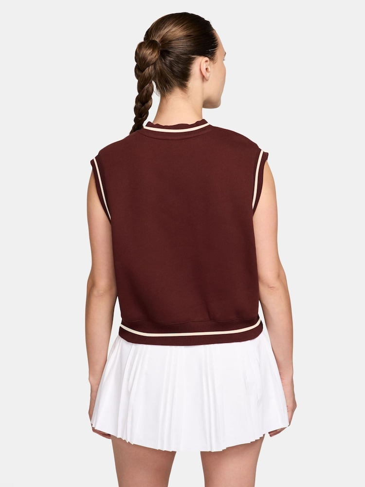 Nike Mystic Date Brown NikeCourt Collection Fleece Tennis Vest - Image 2 of 3