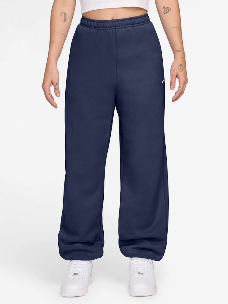 Nike Midnight Navy Studio Fleece Oversized Cuffed Joggers - Image 1 of 3