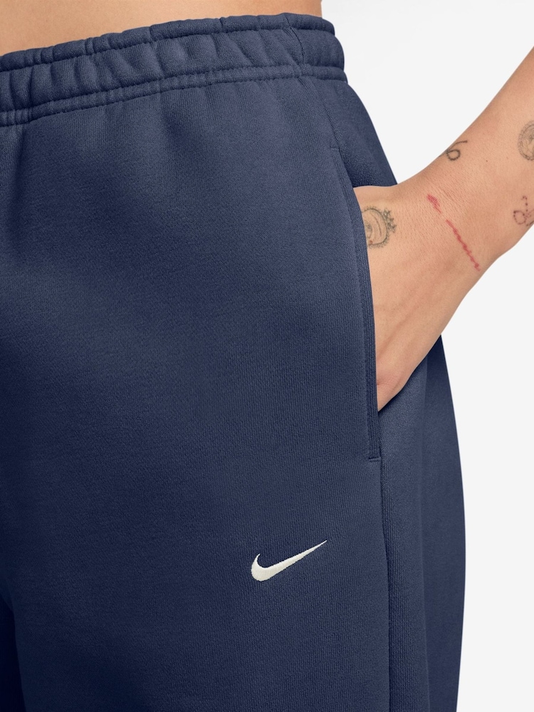 Nike Midnight Navy Studio Fleece Oversized Cuffed Joggers - Image 3 of 3