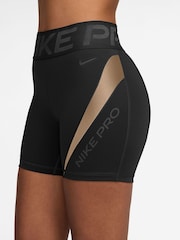 Nike Black Silver Pro Sculpt High Waisted 5 inch Shorts - Image 3 of 4