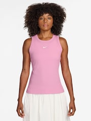Nike Pink Rise Ribbed Racerback Vest Top - Image 1 of 3