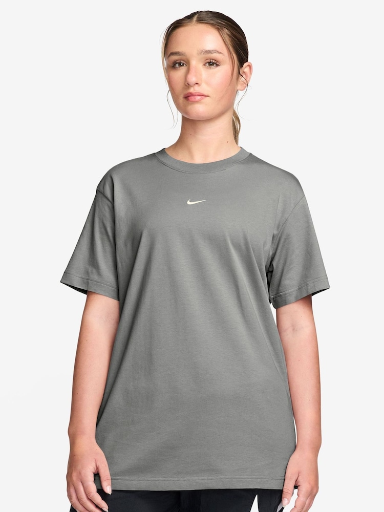Nike Grey Heather Sportswear Essential Oversized T-Shirt - Image 1 of 3 Nike Grey Heather Sportswear Essential Oversized T-Shirt - Image 1 of 3
