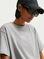 Nike Grey Heather Sportswear Essential Oversized T-Shirt - Image 4 of 5
