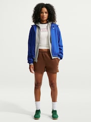 Nike Cacao Wow Brown Studio Fleece Mid Rise Shorts - Image 1 of 7