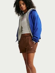 Nike Cacao Wow Brown Studio Fleece Mid Rise Shorts - Image 2 of 7