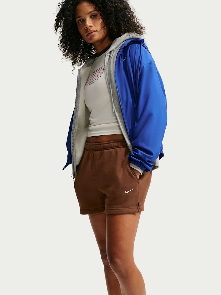 Nike Cacao Wow Brown Studio Fleece Mid Rise Shorts - Image 2 of 7