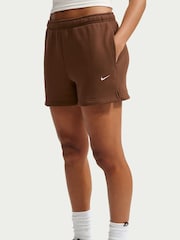 Nike Cacao Wow Brown Studio Fleece Mid Rise Shorts - Image 4 of 7