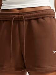 Nike Cacao Wow Brown Studio Fleece Mid Rise Shorts - Image 6 of 7