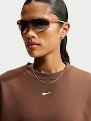 Nike Cacao Wow Brown Studio Fleece Oversized Crew Neck Sweat Top - Image 6 of 7
