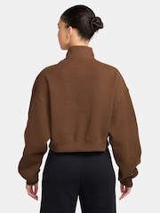 Κακάο Ουάου Καφέ - Nike Studio Fleece Oversized 1/4-Κροπ μπλούζα με φερμουάρ - Εικόνα 2 από 3