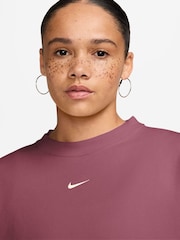 Nike Pink Smoke Studio Fleece Oversized Crew Neck Sweat Top - Image 3 of 3