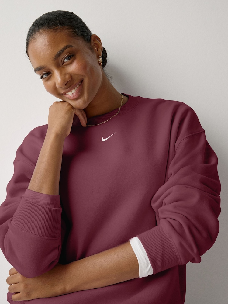 Rosa rök - Nike Studio Fleece Oversized Rund hals Sweatshirt - Bild 4 av 4