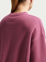 Nike Pink Smoke Studio Fleece Oversized Crew Neck Sweat Top - Image 5 of 5