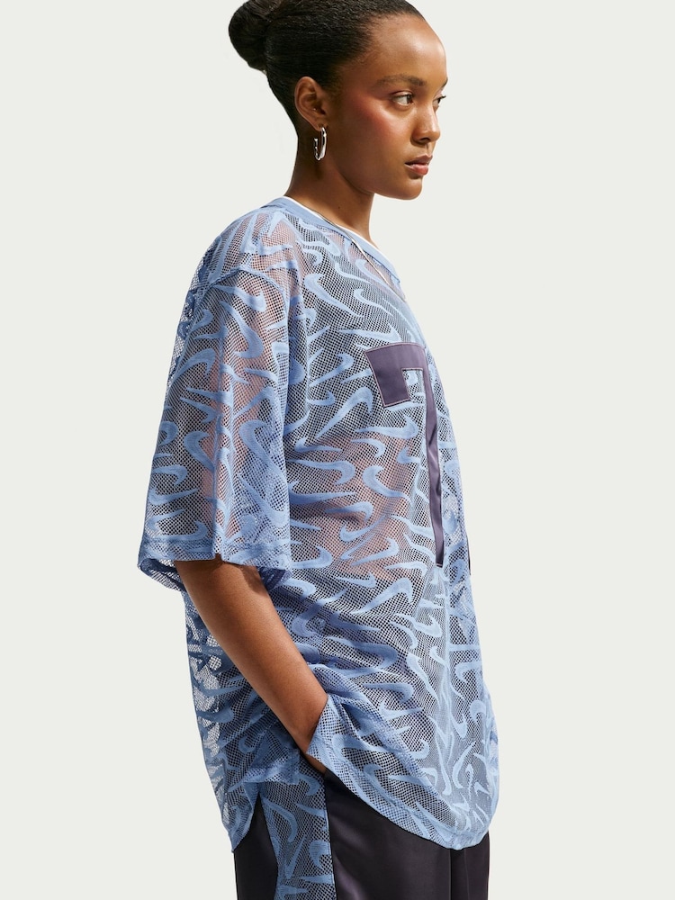 Nike Work Blue Sportswear Chill Lace Oversized Woven Jersey - Image 5 of 5