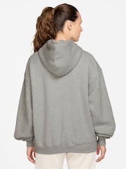 Nike Grey Heather Studio Fleece Oversized Hoodie - Image 2 of 3
