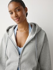 Nike Grey Heather Studio Fleece Oversized Hoodie - Image 5 of 5