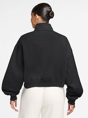 Μαύρο - Nike Studio Fleece Oversized 1/4-Κροπ μπλούζα με φερμουάρ - Εικόνα 2 από 3