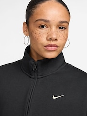 Μαύρο - Nike Studio Fleece Oversized 1/4-Κροπ μπλούζα με φερμουάρ - Εικόνα 3 από 3