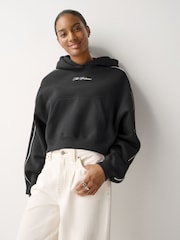 Nike Black Studio Fleece Oversized Scallop-Trim Hoodie - Image 1 of 3