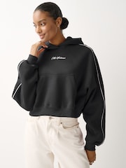 Nike Black Studio Fleece Oversized Scallop-Trim Hoodie - Image 2 of 3