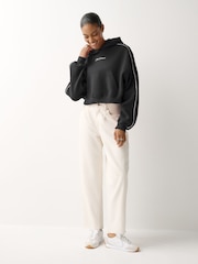 Nike Black Studio Fleece Oversized Scallop-Trim Hoodie - Image 3 of 3