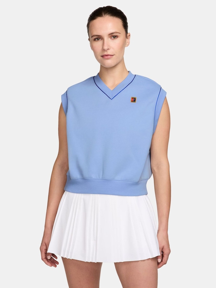 Nike Aluminum Blue NikeCourt Collection Fleece Tennis Vest - Image 1 of 3