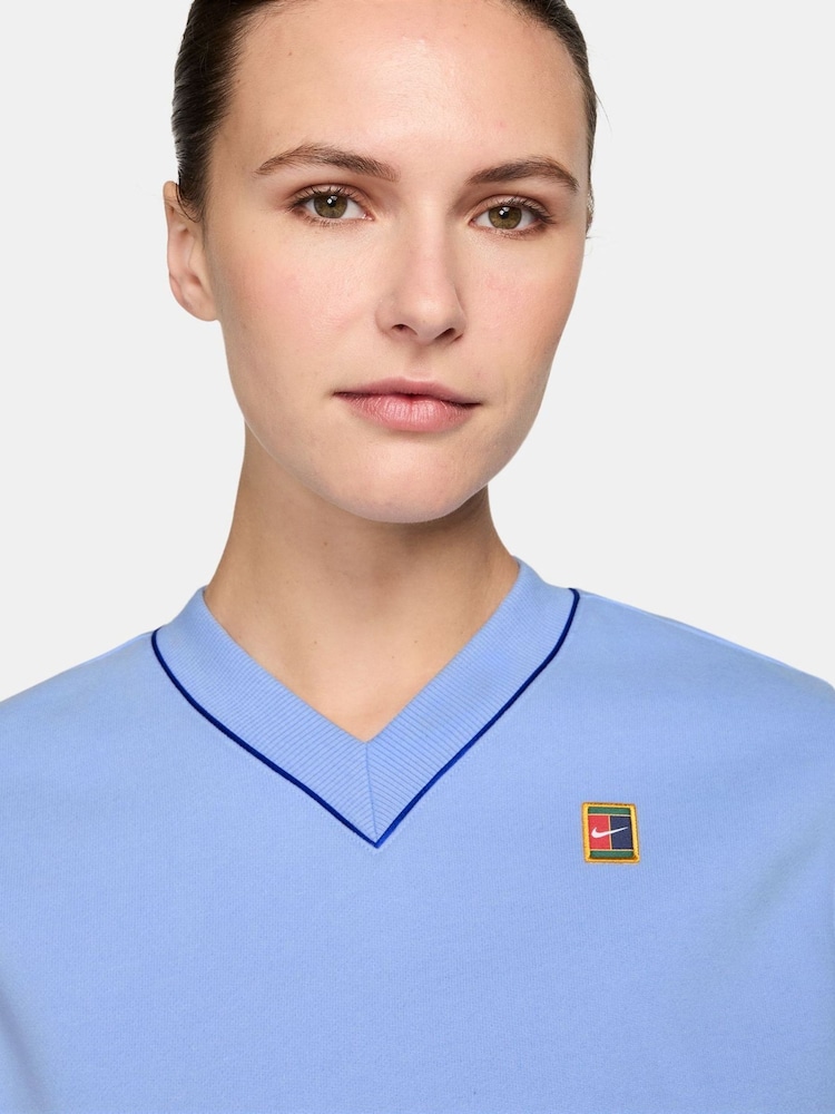 Nike Aluminum Blue NikeCourt Collection Fleece Tennis Vest - Image 3 of 3
