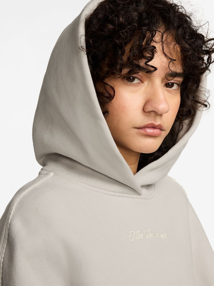 Nike Cream 2 Studio Fleece Oversized Scallop-Trim Hoodie - Image 3 of 3