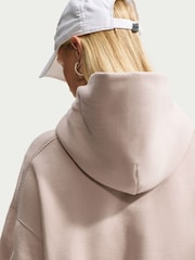 Nike Cream 2 Studio Fleece Oversized Scallop-Trim Hoodie - Image 6 of 7