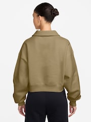Nike Parachute Beige Natural Studio Fleece Oversized Cropped T-Shirt - Image 2 of 3