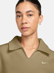 Nike Parachute Beige Natural Studio Fleece Oversized Cropped T-Shirt - Image 3 of 3