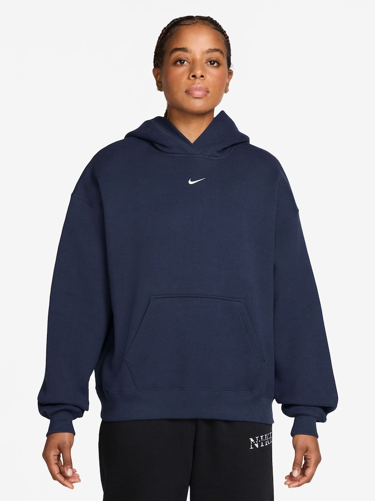 Nike Midnight Navy Studio Fleece Oversized Hoodie - Image 1 of 3 Nike Midnight Navy Studio Fleece Oversized Hoodie - Image 1 of 3