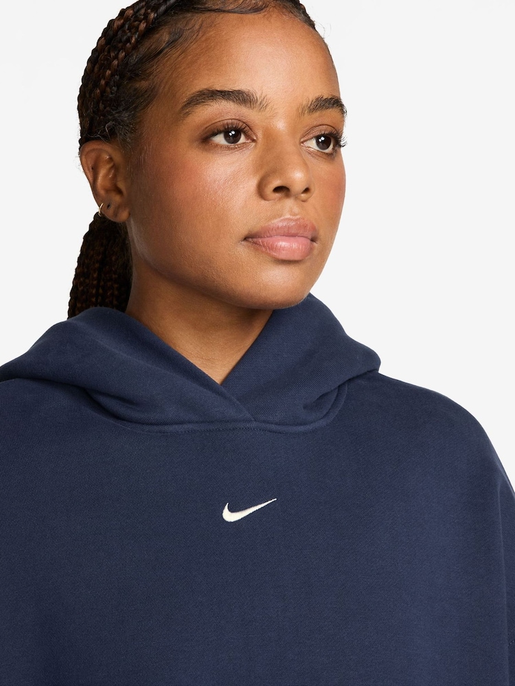 Nike Midnight Navy Studio Fleece Oversized Hoodie - Image 3 of 3 Nike Midnight Navy Studio Fleece Oversized Hoodie - Image 3 of 3