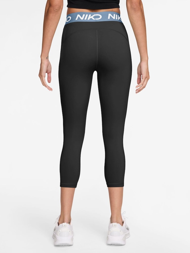 Nike Wolf Grey Pro Mid-Rise Crop Leggings - Image 2 of 3 Nike Wolf Grey Pro Mid-Rise Crop Leggings - Image 2 of 3