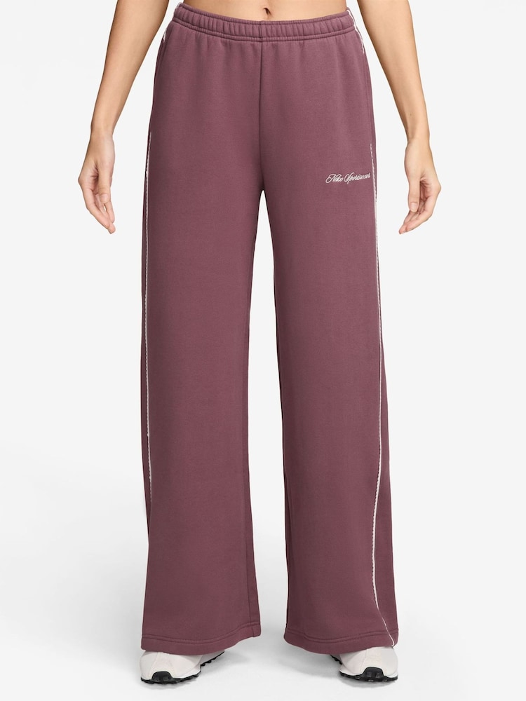 Humo rosa - Nike Studio Fleece Mid Rise Wide Leg Scallop Joggers - Imagen 1 de 3