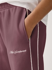 Nike Pink Smoke Studio Fleece Mid Rise Wide Leg Scallop Joggers - Image 4 of 4