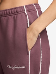 Nike Pink Smoke Studio Fleece Mid Rise Wide Leg Scallop Joggers - Image 6 of 8
