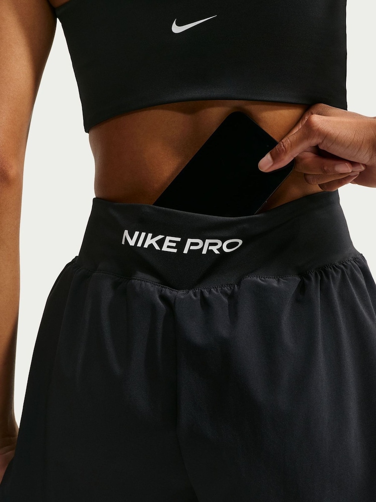 Nike Black Pro Sculpt Dri FIT High Waisted 2 in 1 13 Inch Shorts - Image 6 of 6