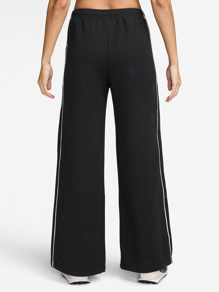 Nike Black Studio Fleece Mid Rise Wide Leg Scallop Joggers - Image 2 of 3