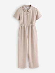 Chelsea Peers Yellow Luxe Comfort Scuba Short Sleeve Camel Jumpsuit - Image 1 of 1