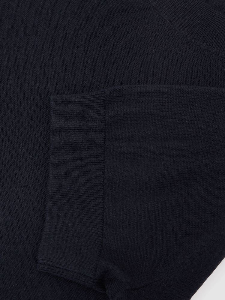 Reiss Navy Livy Short-Sleeve Knitted Top with Linen - Image 6 of 6