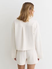 Reiss Ivory Bea Premium Interlock Open-Collar Sweatshirt - Image 5 of 7