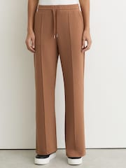 Reiss Camel Jemma Premium Interlock Wide-Leg Joggers - Image 4 of 8