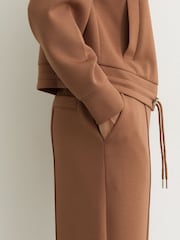 Reiss Camel Jemma Premium Interlock Wide-Leg Joggers - Image 5 of 8