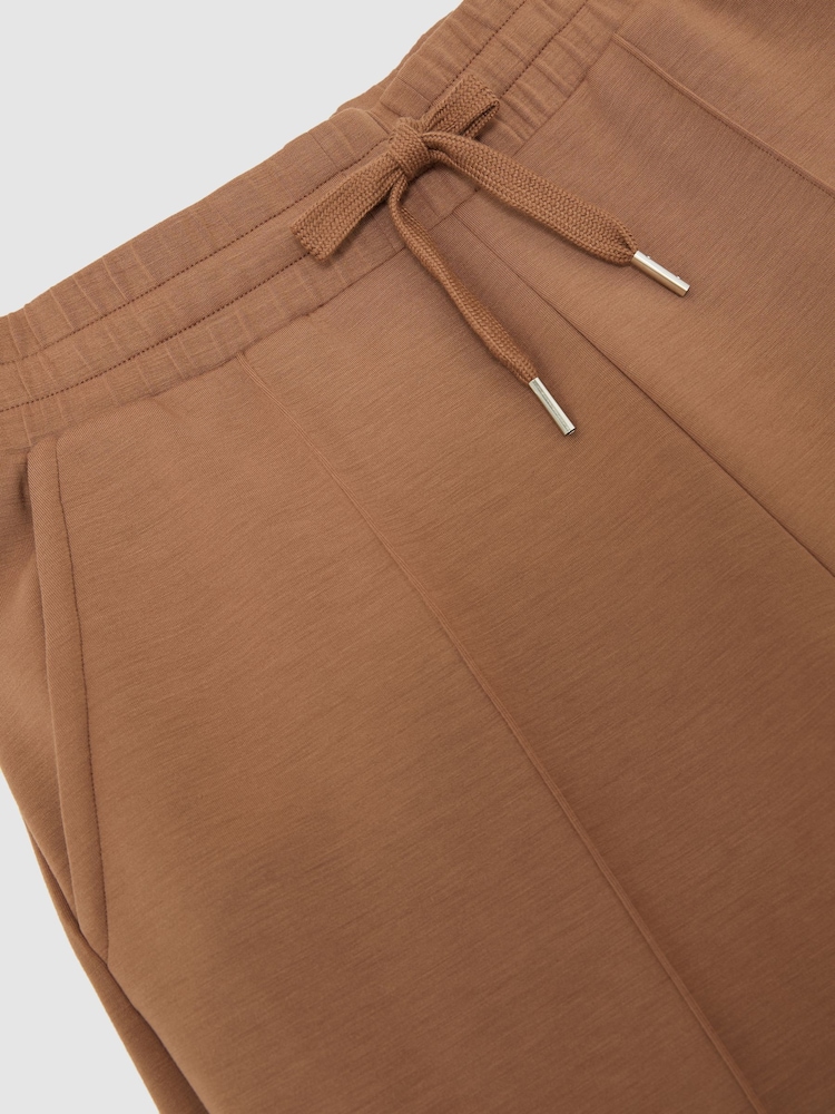 Reiss Camel Jemma Premium Interlock Wide-Leg Joggers - Image 8 of 8