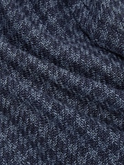 Reiss Navy Romana Wool-Blend Single-Breasted Check Blazer With Linen - Image 8 of 8