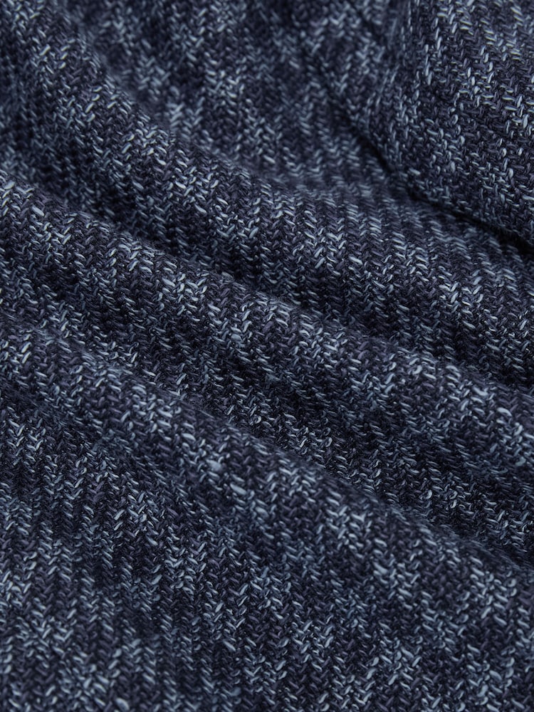 Reiss Navy Romana Wool-Blend Single-Breasted Check Blazer With Linen - Image 8 of 8